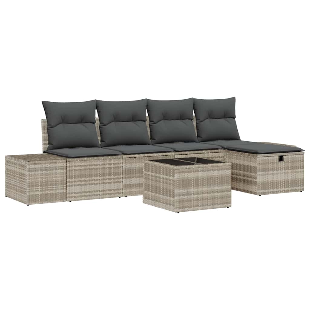 Garten-Sofa-Set 6 pcs Hellgrau 55 x 62 x 69 cm Poly Rattan